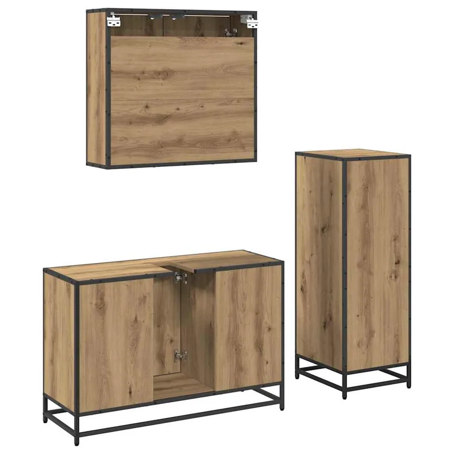 Ensemble de mobilier de salle de bain 3 pc Chêne artisanal - 5