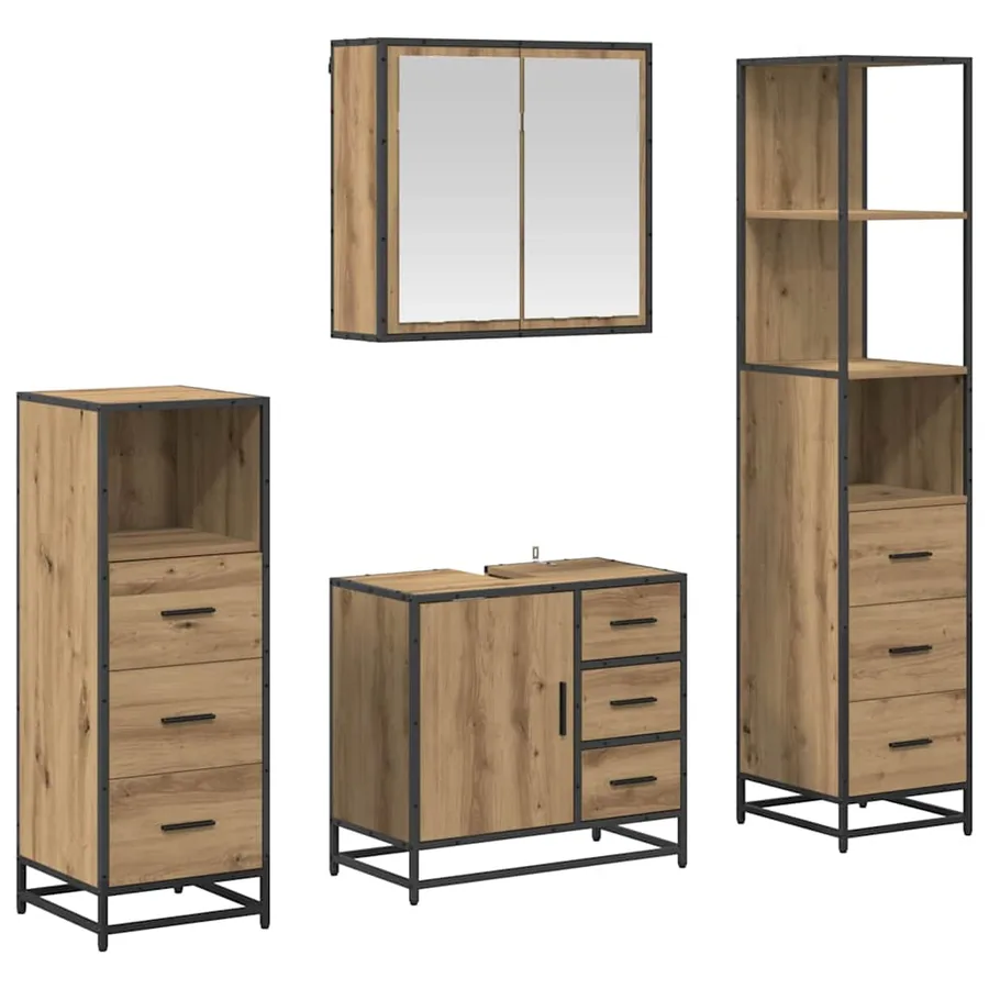 Ensemble de mobilier de salle de bain 4 pc Chêne artisanal - 2