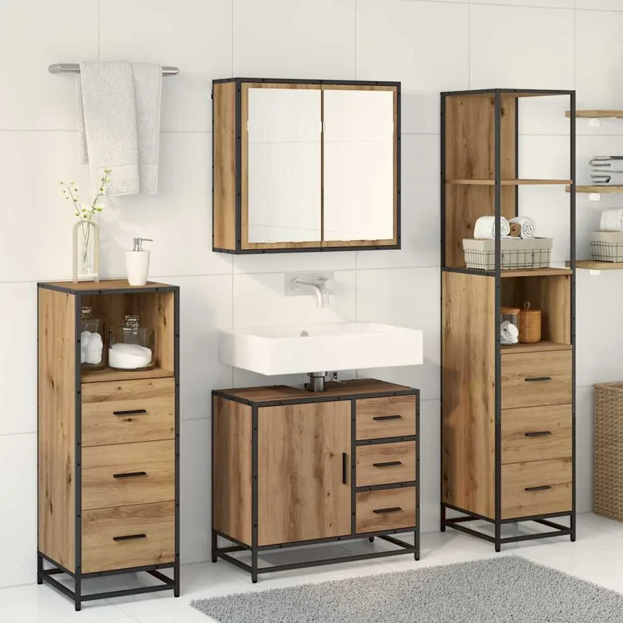 Ensemble de mobilier de salle de bain 4 pc Chêne artisanal - 4
