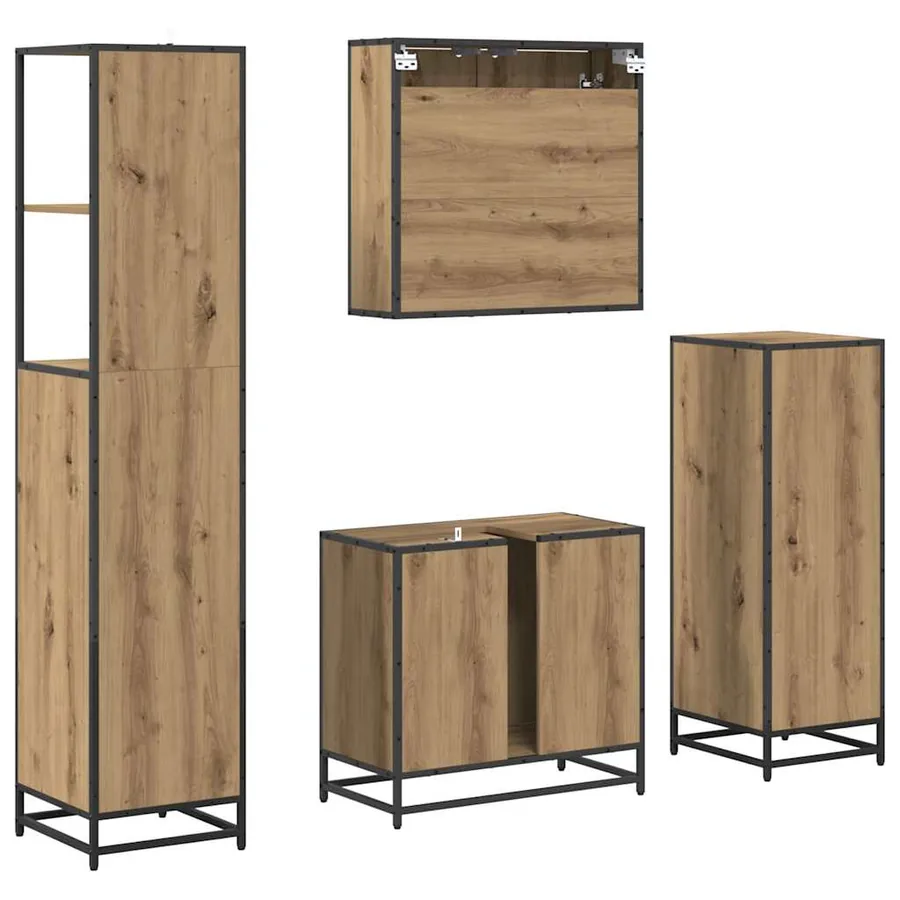 Ensemble de mobilier de salle de bain 4 pc Chêne artisanal - 8