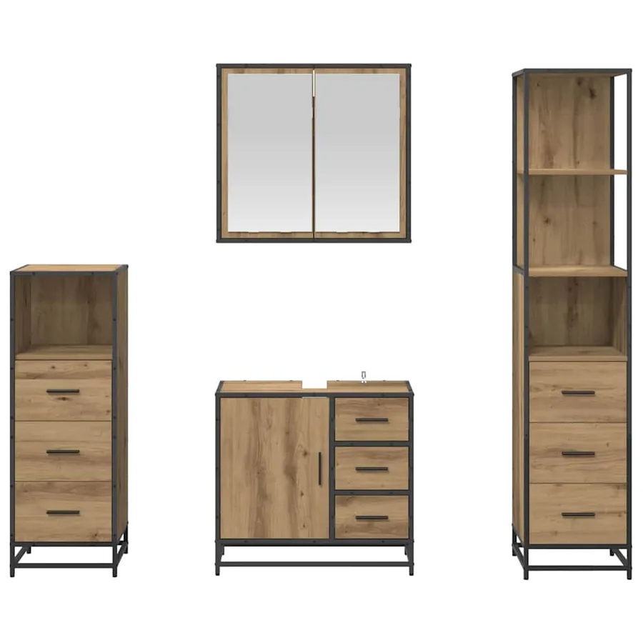 Ensemble de mobilier de salle de bain 4 pc Chêne artisanal - 9