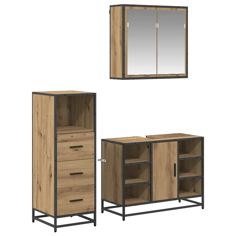 Ensemble de mobilier de salle de bain 3 pc Chêne artisanal - 2