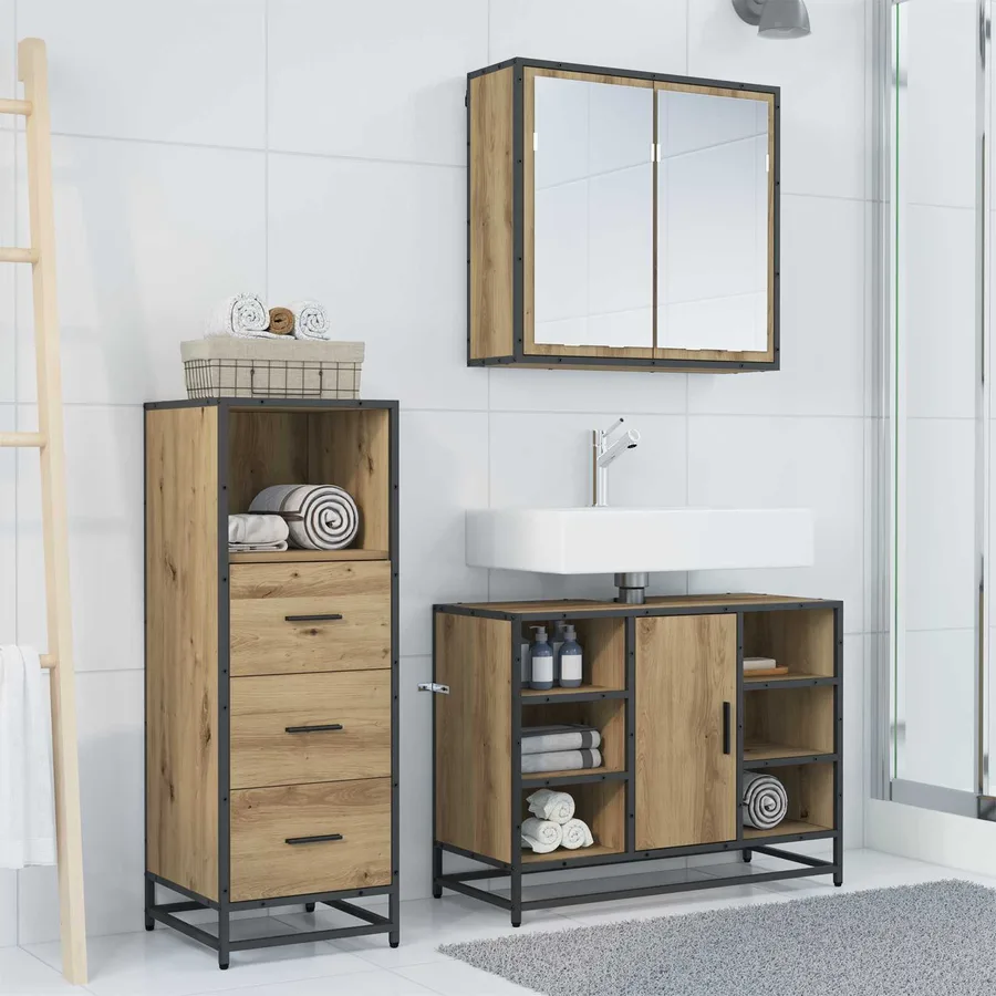 Ensemble de mobilier de salle de bain 3 pc Chêne artisanal - 4