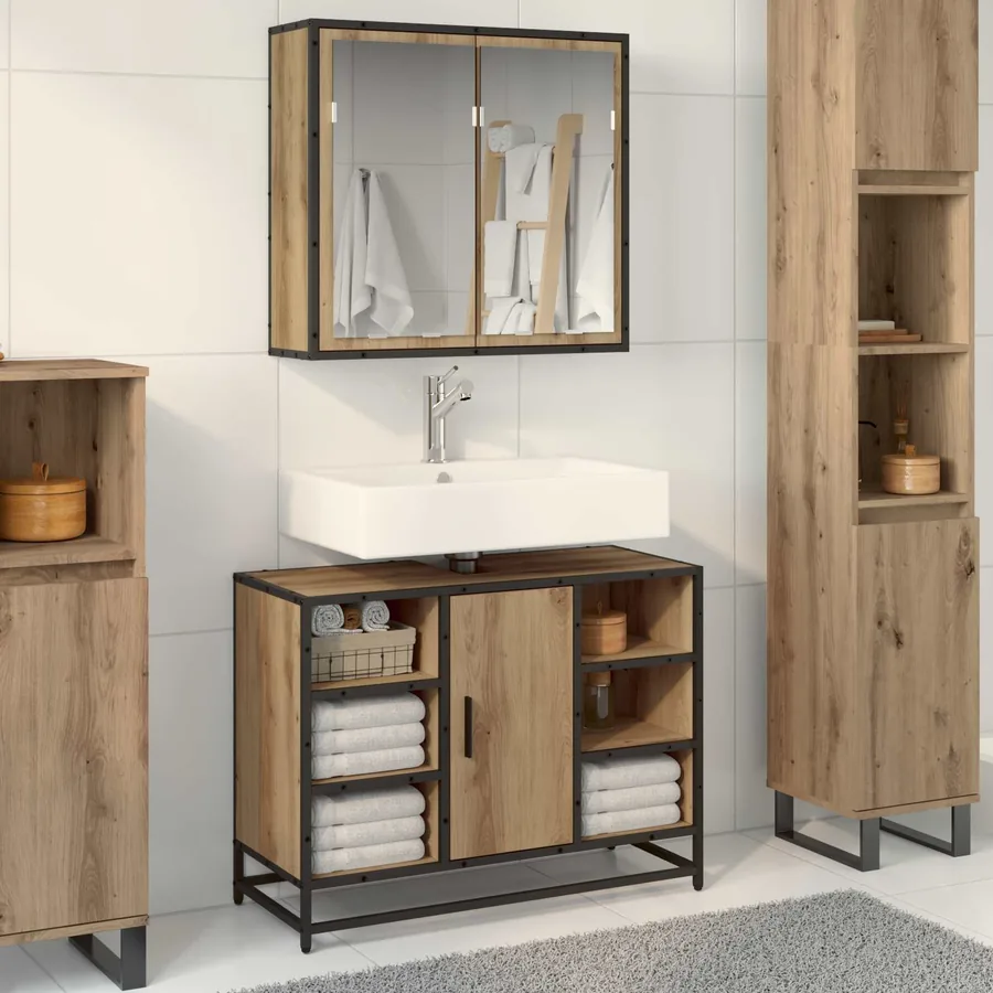 Ensemble de mobilier de salle de bain 2 pc Chêne artisanal