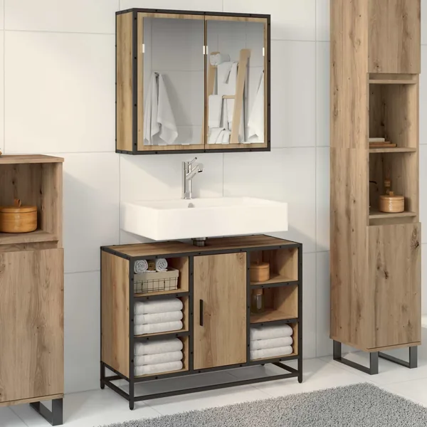 Ensemble de mobilier de salle de bain 2 pc Chêne artisanal