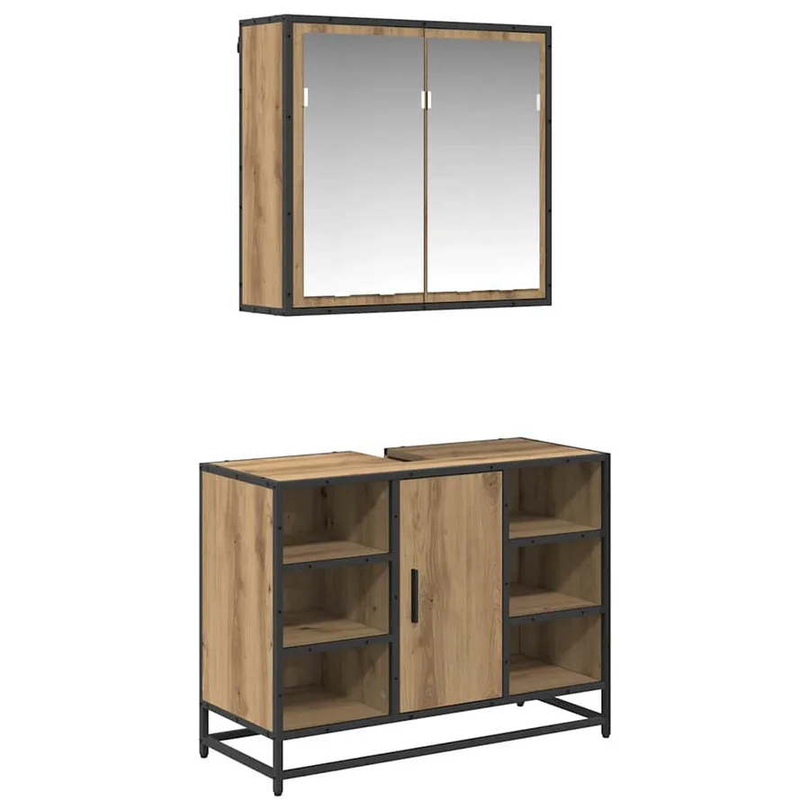 Ensemble de mobilier de salle de bain 2 pc Chêne artisanal - 2