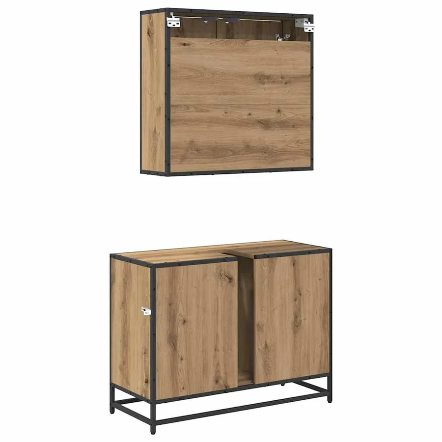 Ensemble de mobilier de salle de bain 2 pc Chêne artisanal - 9