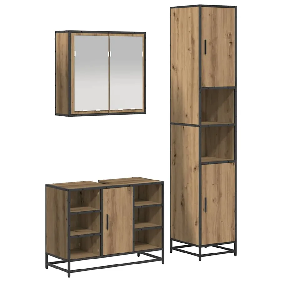Ensemble de mobilier de salle de bain 3 pc Chêne artisanal - 2