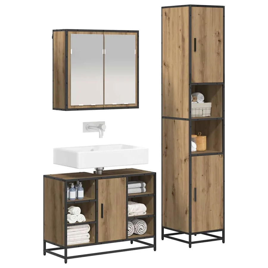 Ensemble de mobilier de salle de bain 3 pc Chêne artisanal - 3