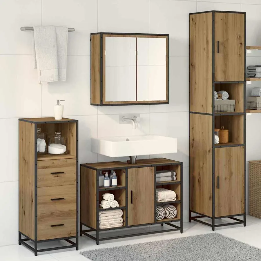 Ensemble de mobilier de salle de bain 3 pc Chêne artisanal - 4