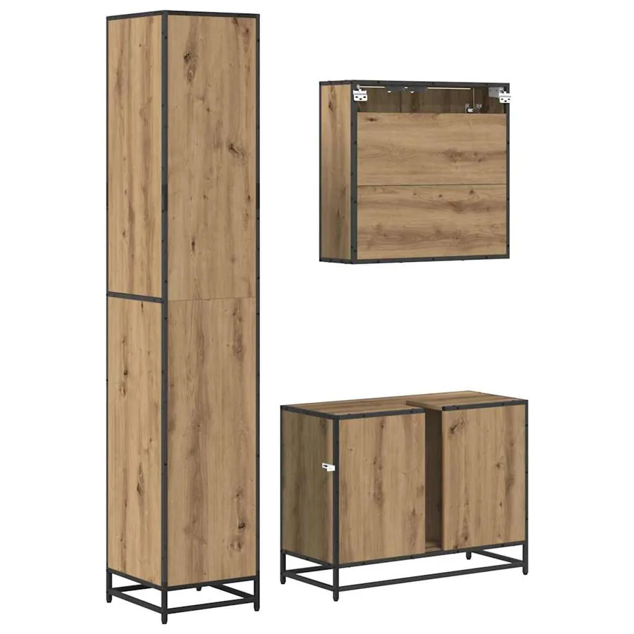 Ensemble de mobilier de salle de bain 3 pc Chêne artisanal - 9