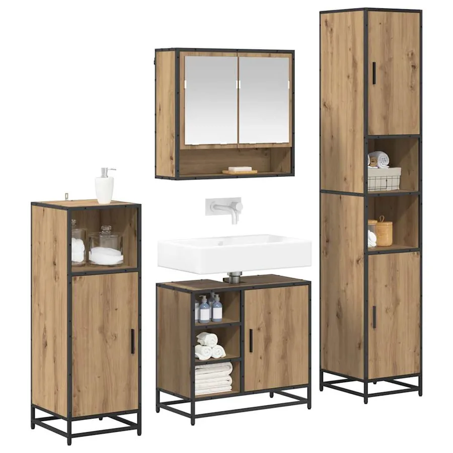 Ensemble de mobilier de salle de bain 4 pc Chêne artisanal - 3