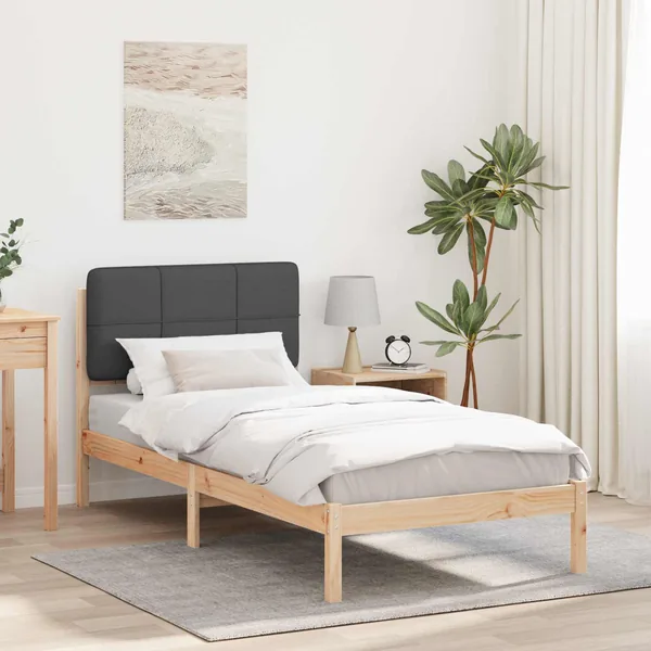 Cadre de lit avec tête de lit rembourrée Gris foncé 90 x 200 cm