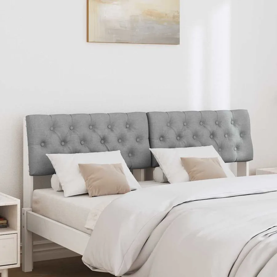 Tête de lit capitonnée Gris clair 140 cm Pin massif - 3