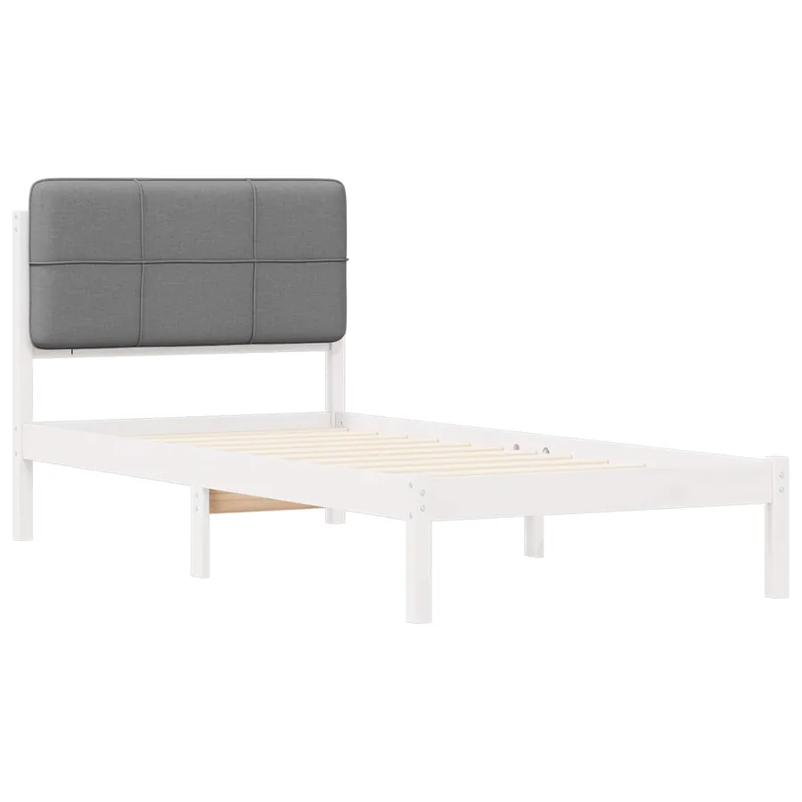Cadre de lit avec tête de lit rembourrée Gris clair 90 x 190 cm - 4