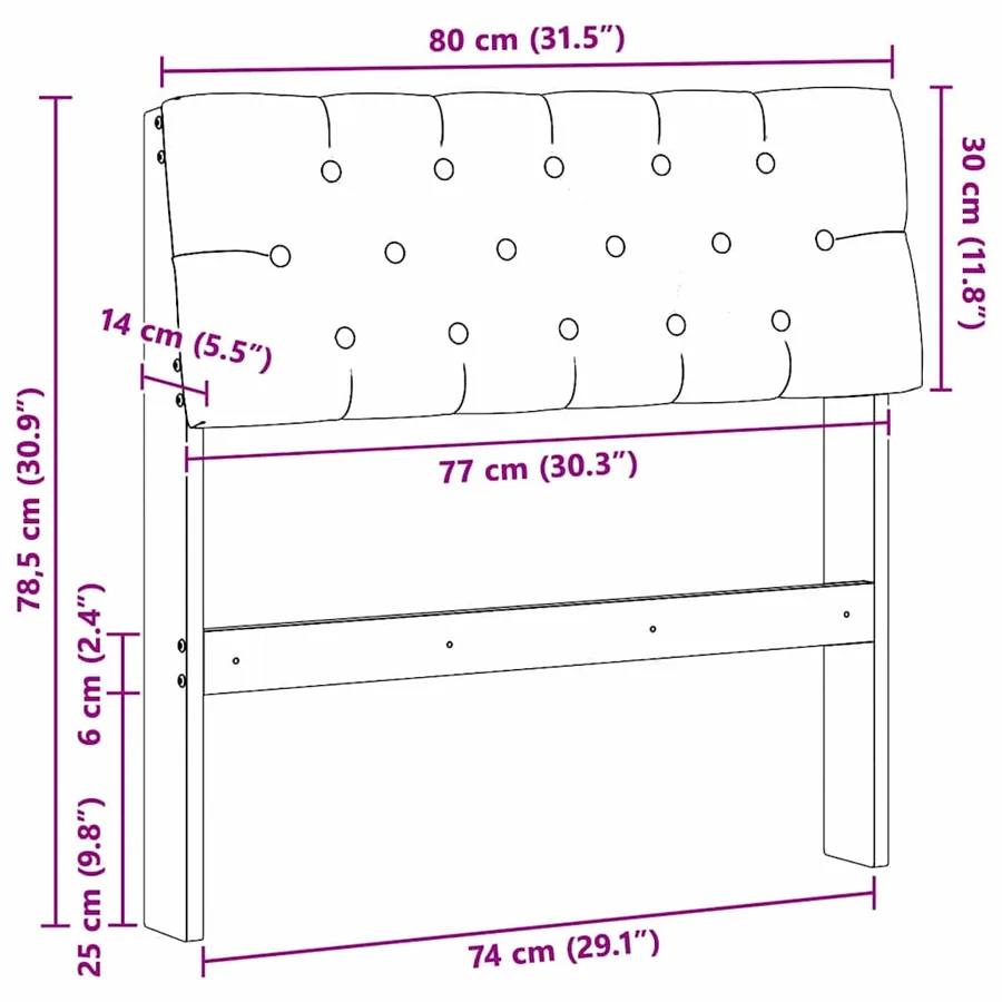 Tête de lit capitonnée Gris foncé 80 cm Pin massif - 11