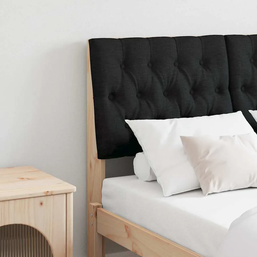 Tête de lit capitonnée Noir 120 cm Pin massif