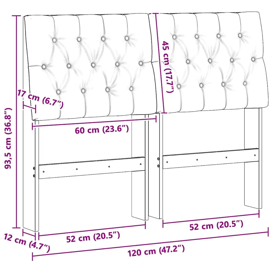Tête de lit capitonnée Noir 120 cm Pin massif - 11