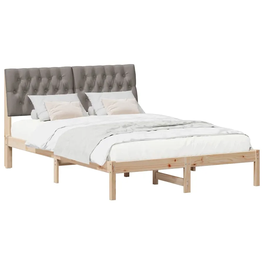 Cadre de lit avec tête de lit rembourrée Marron 135 x 190 cm - 3