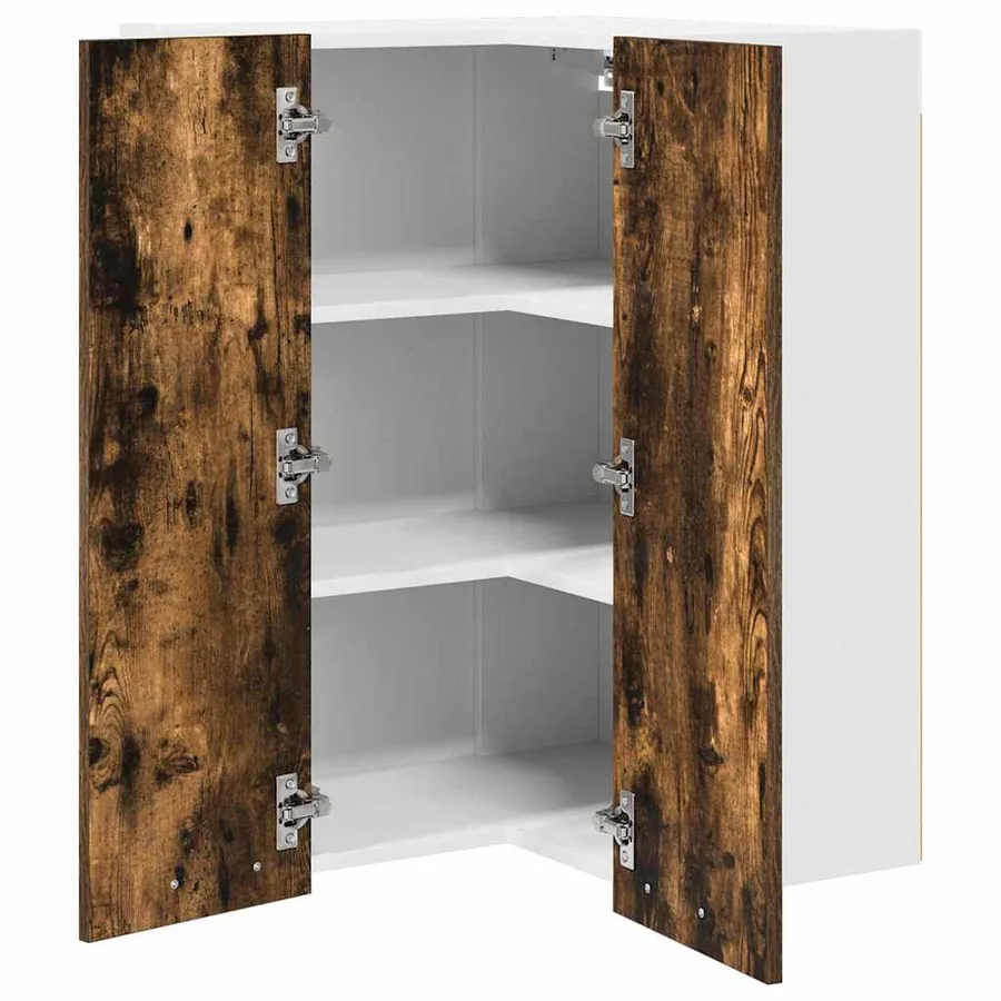 Armoire suspendue Chêne fumé et Blanc 57 x 57 x 80 cm - 5