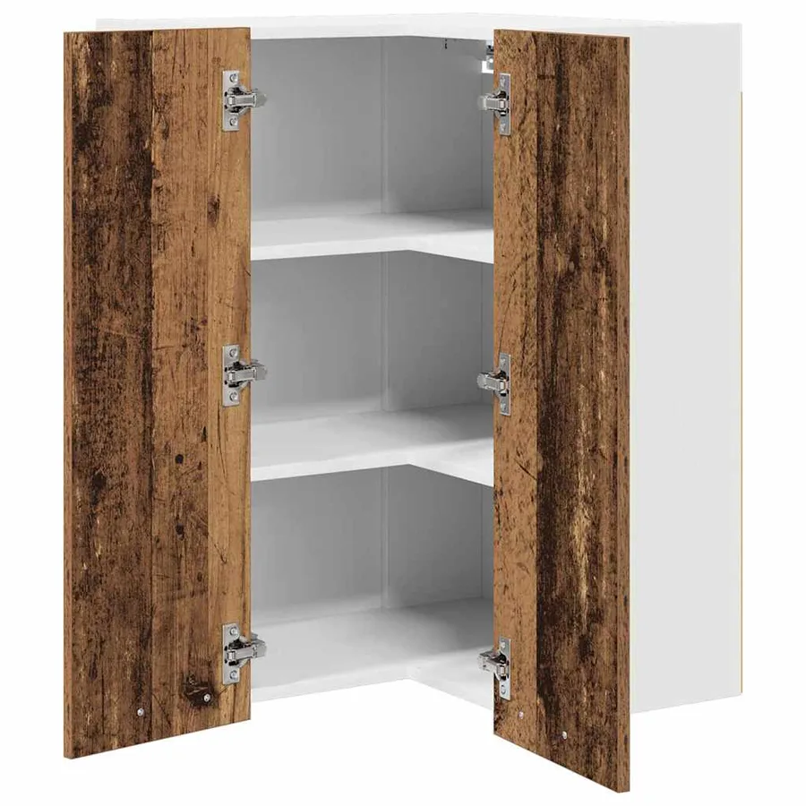 Armoire suspendue Bois ancien et Blanc 57 x 57 x 80 cm - 5