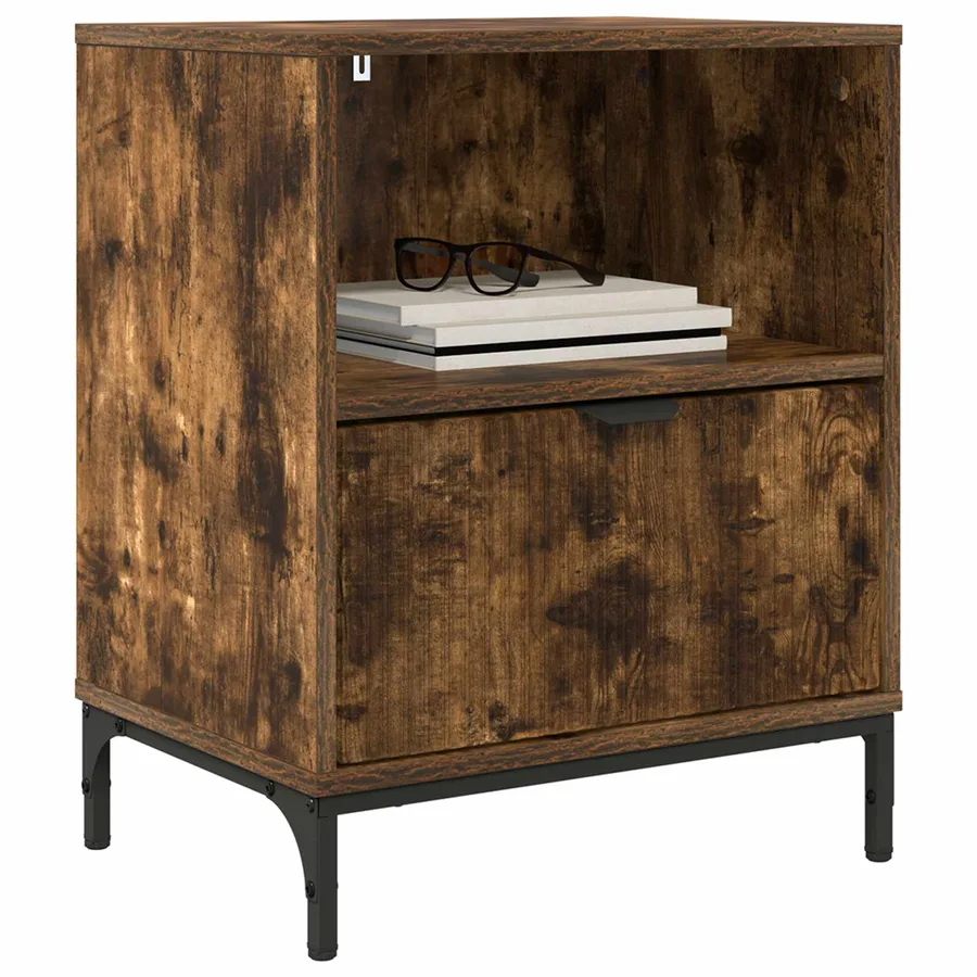 Cabinet de chevet avec tiroir 2 pcs Chêne fumé 49 x 36 x 61 cm - 3