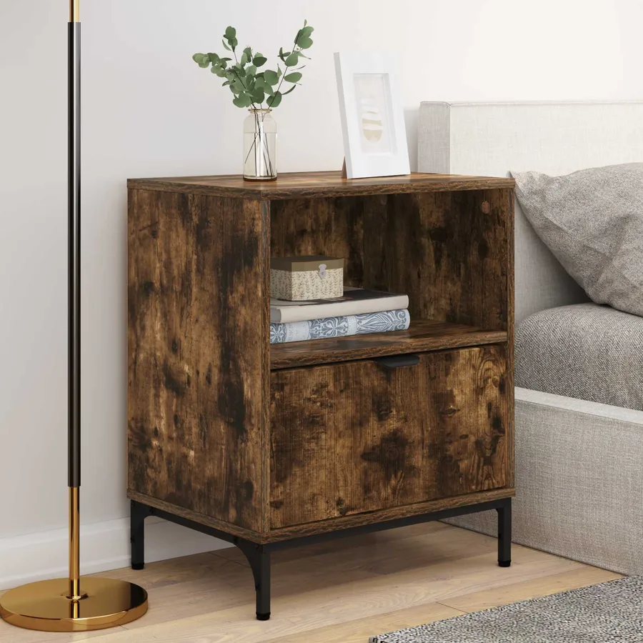 Cabinet de chevet avec tiroir 2 pcs Chêne fumé 49 x 36 x 61 cm - 4