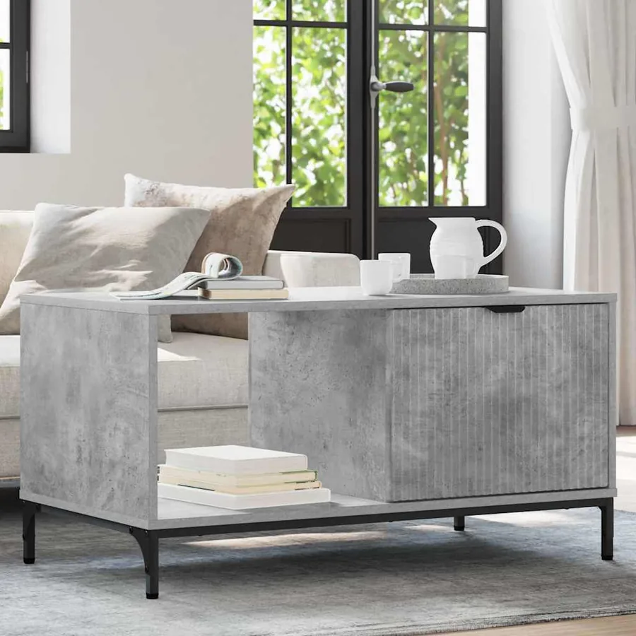 Table basse Gris béton 90 x 49 x 46 cm Bois d'ingénierie