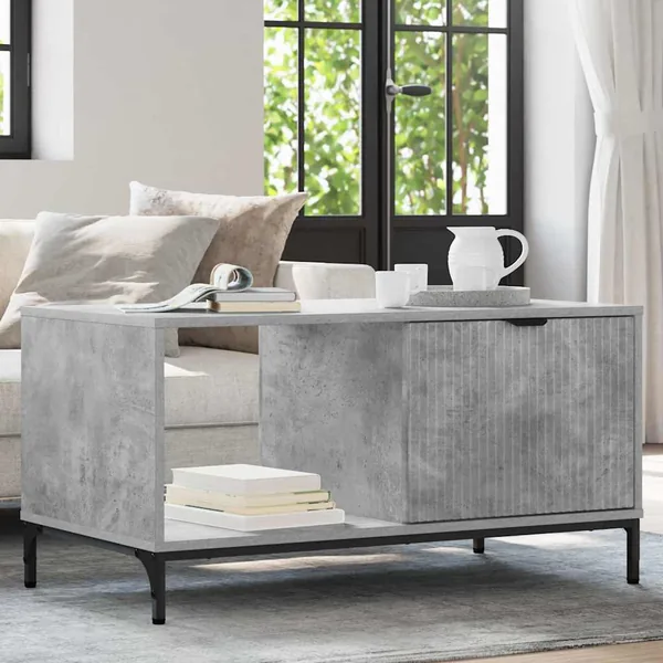 Table basse Gris béton 90 x 49 x 46 cm Bois d'ingénierie