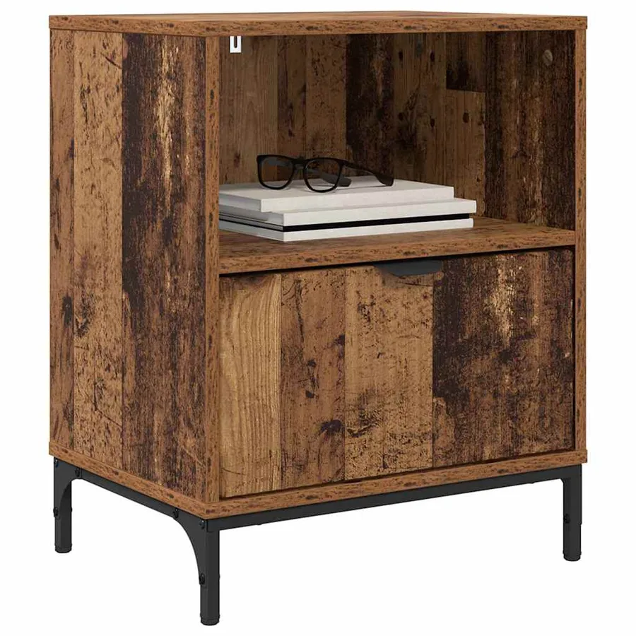 Cabinet de chevet avec tiroir 2 pcs Bois ancien 49 x 36 x 61 cm - 3