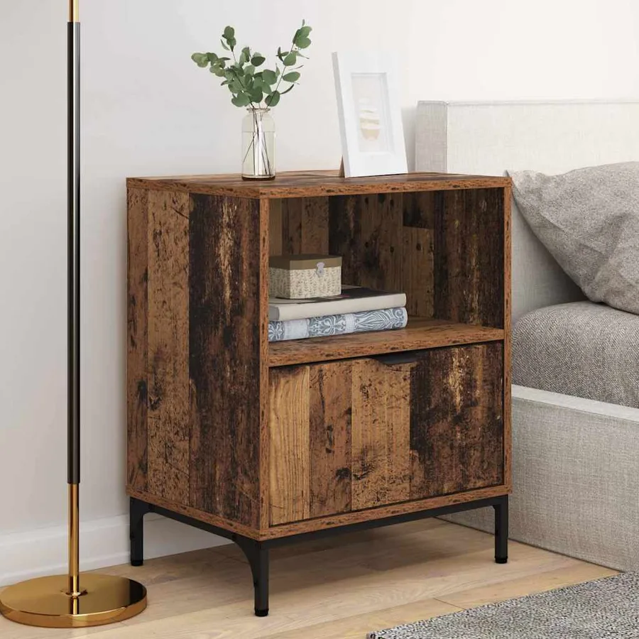 Cabinet de chevet avec tiroir 2 pcs Bois ancien 49 x 36 x 61 cm - 4