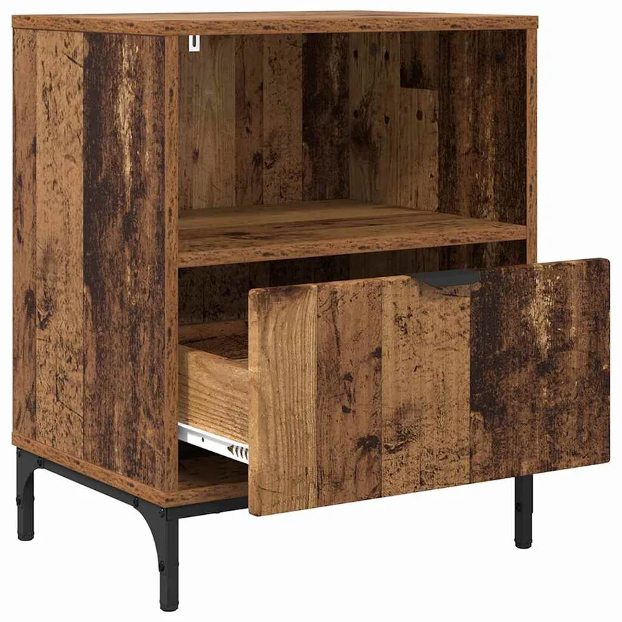 Cabinet de chevet avec tiroir 2 pcs Bois ancien 49 x 36 x 61 cm - 5