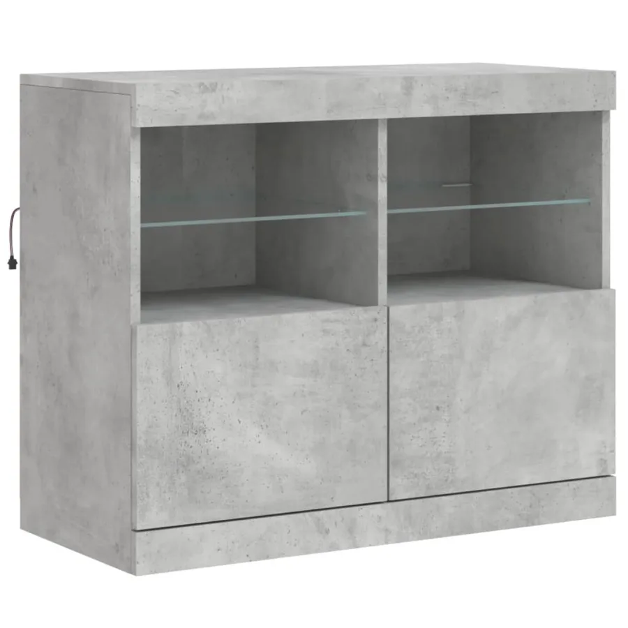 Buffet avec lumières LED gris béton 163x37x67 cm - 10