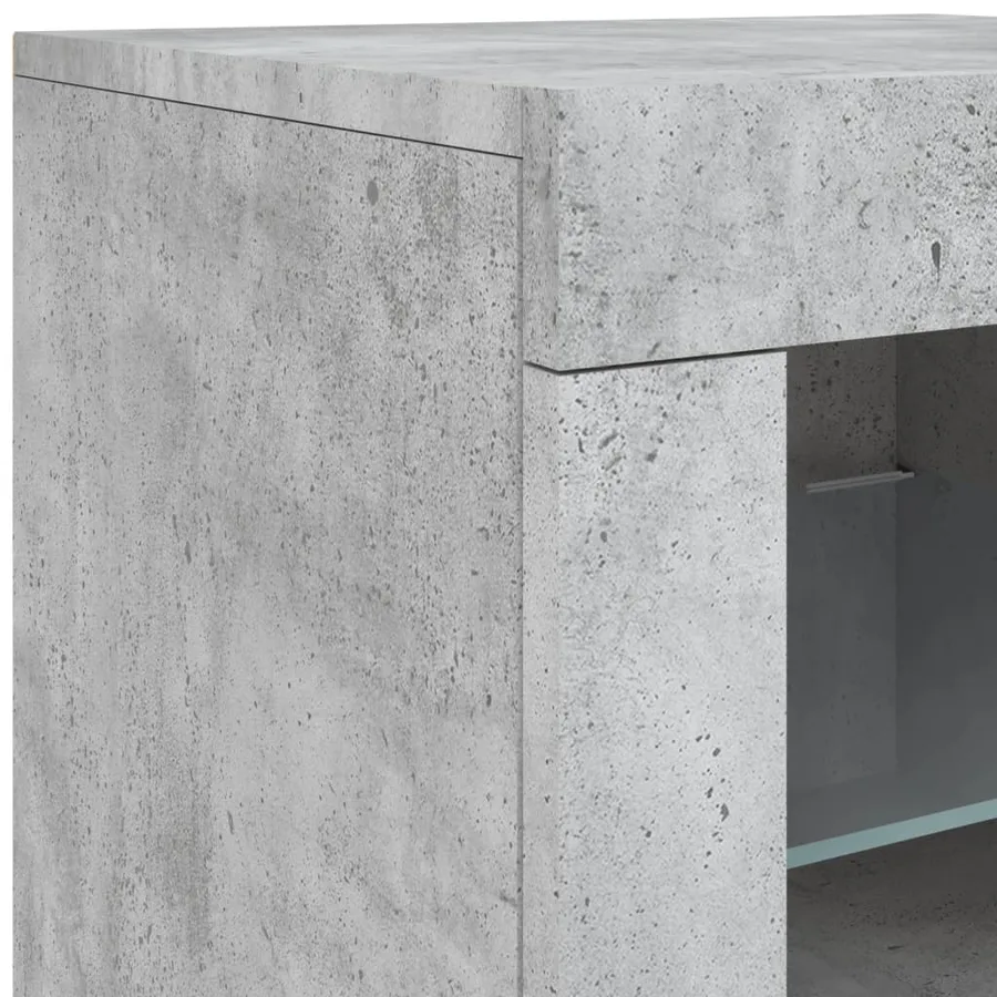 Buffet avec lumières LED gris béton 163x37x67 cm - 11