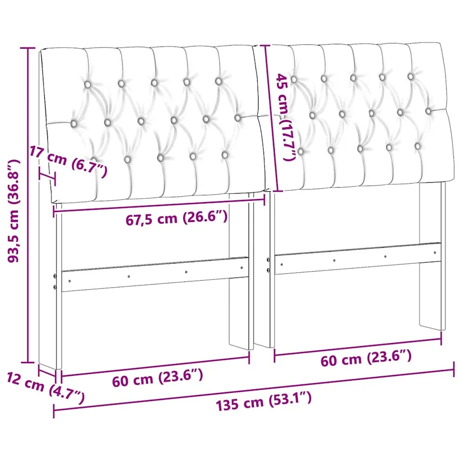 Tête de lit capitonnée Gris foncé 135 cm Pin massif - 11