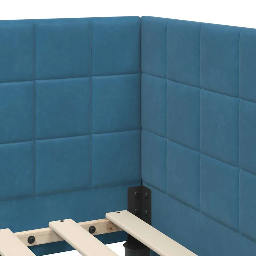 Cadre de lit d'angle avec matelas 2 pcs Bleu Velours - 10