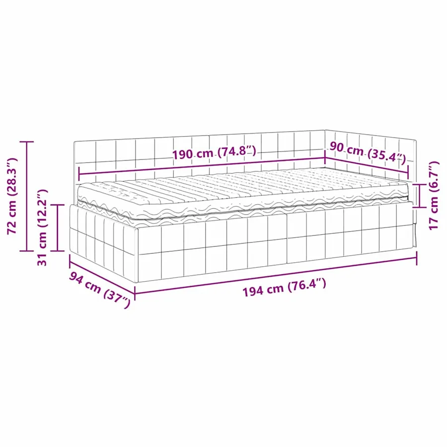 Cadre de lit d'angle avec matelas 2 pcs Bleu Velours - 14
