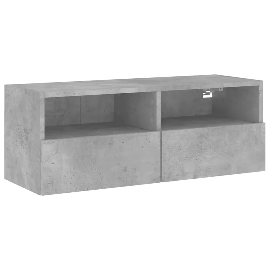 Meuble TV mural gris béton 80x30x30 cm bois d'ingénierie - 2