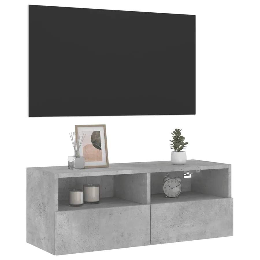 Meuble TV mural gris béton 80x30x30 cm bois d'ingénierie - 5
