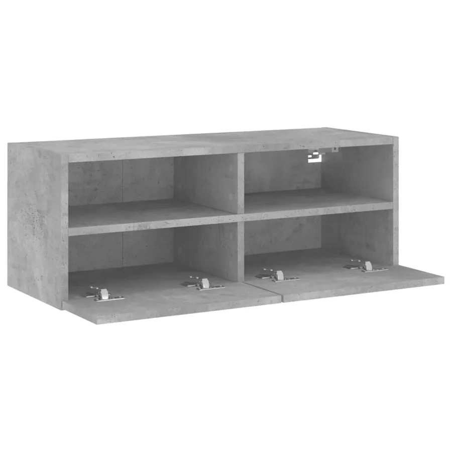 Meuble TV mural gris béton 80x30x30 cm bois d'ingénierie - 7