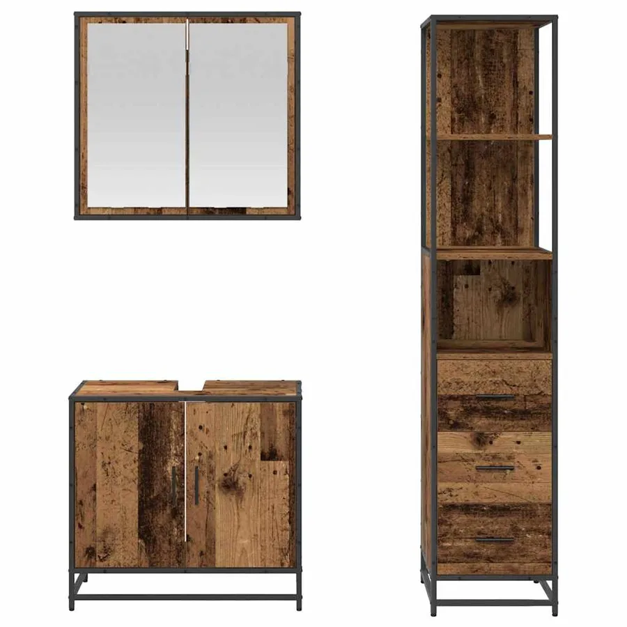 Ensemble de mobilier de salle de bain 3 pcs Bois Ancien - 6