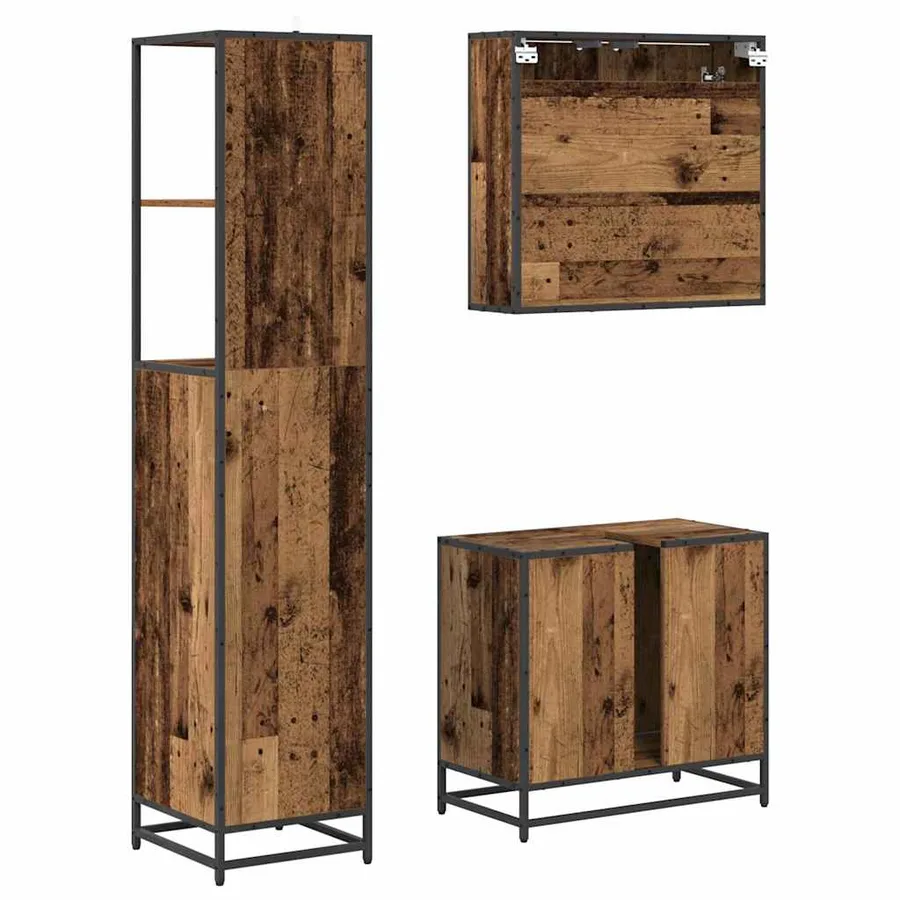 Ensemble de mobilier de salle de bain 3 pcs Bois Ancien - 7