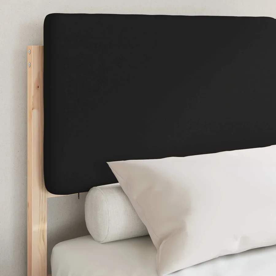 Cadre de lit avec tête de lit rembourrée Noir 150 x 200 cm - 3