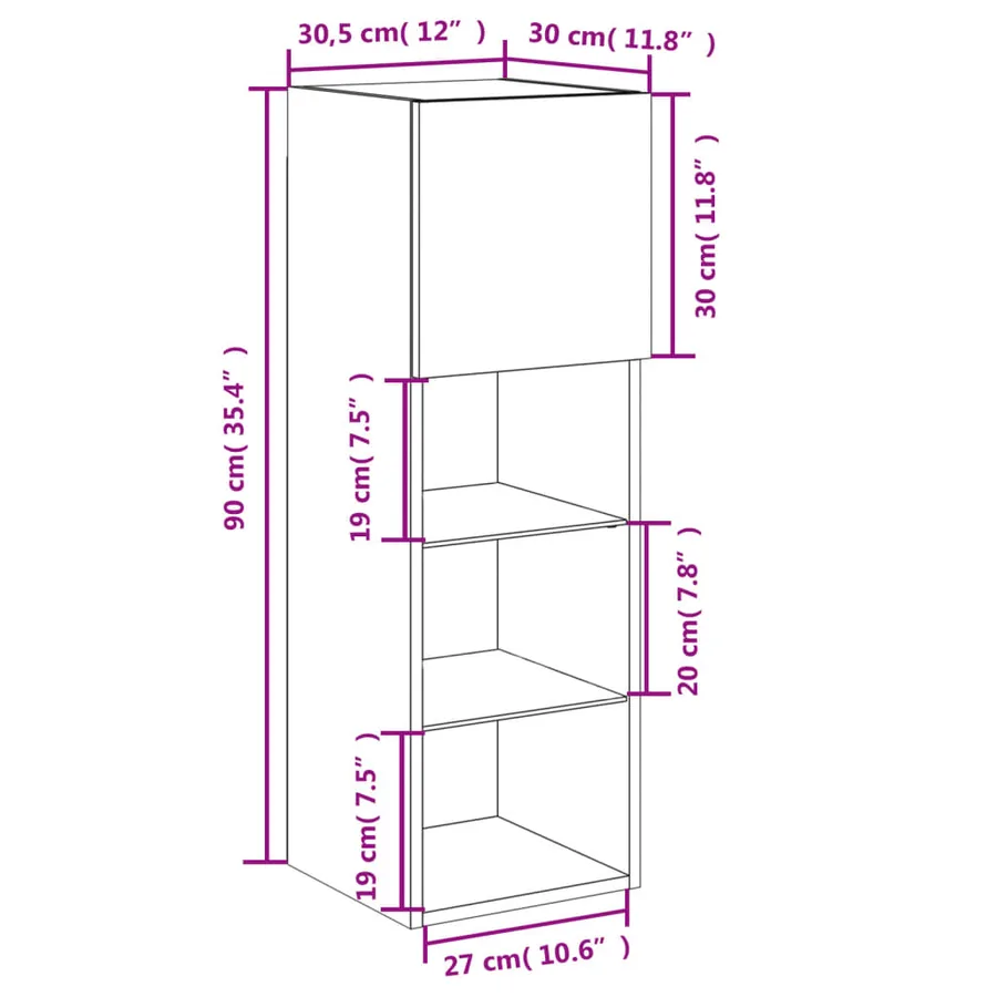Meuble TV avec lumières LED chêne sonoma 30,5x30x90 cm - 19