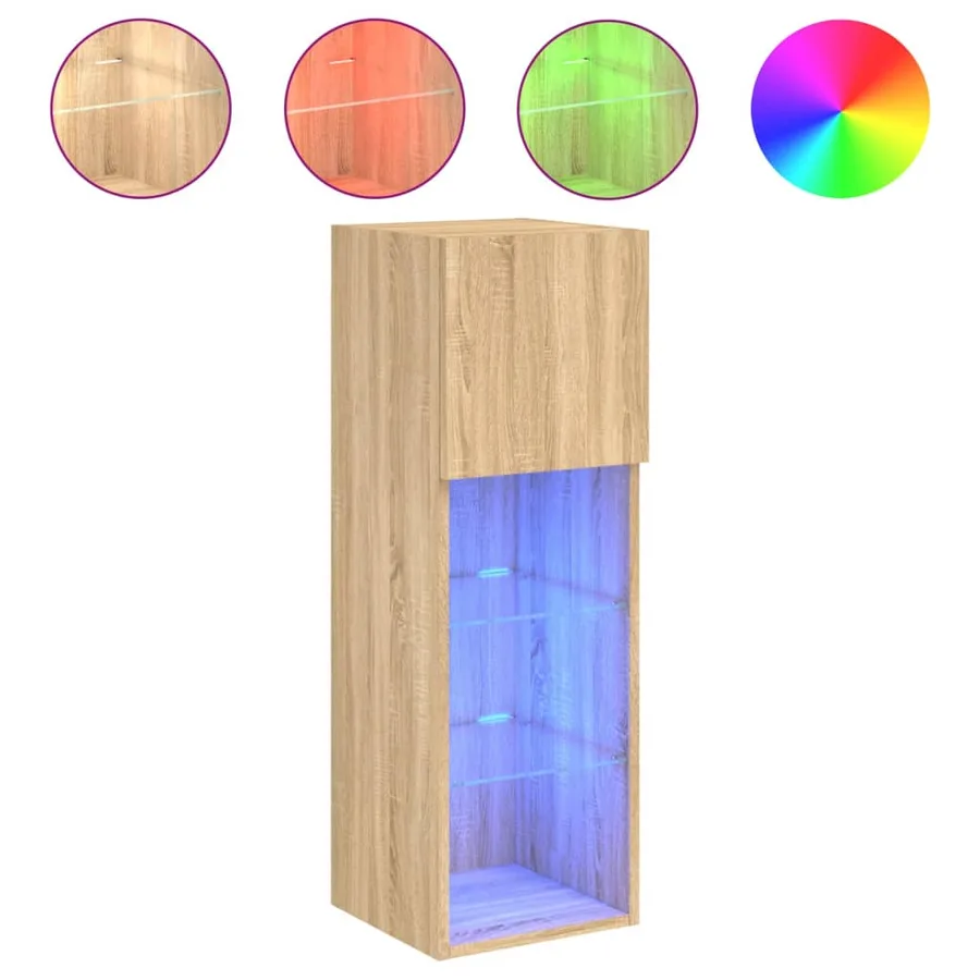Meuble TV avec lumières LED chêne sonoma 30,5x30x90 cm - 2