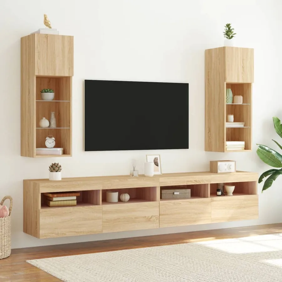 Meuble TV avec lumières LED chêne sonoma 30,5x30x90 cm - 3