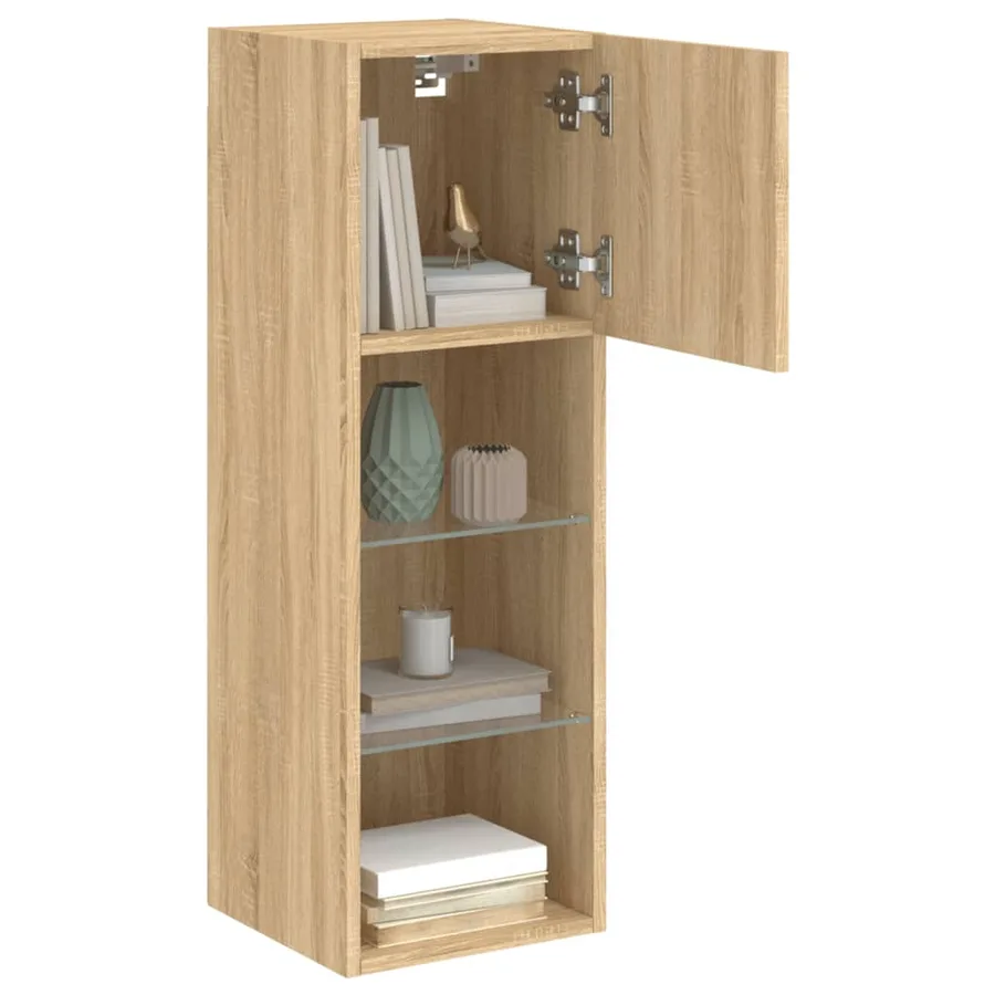 Meuble TV avec lumières LED chêne sonoma 30,5x30x90 cm - 6
