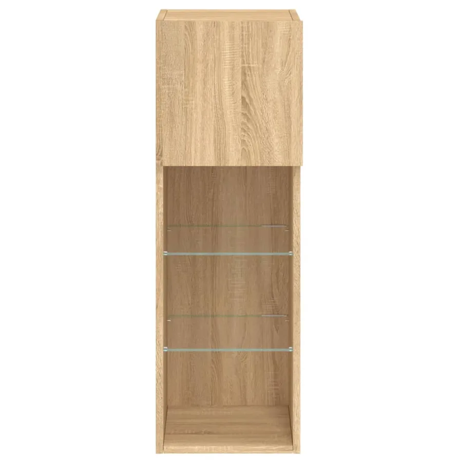 Meuble TV avec lumières LED chêne sonoma 30,5x30x90 cm - 9