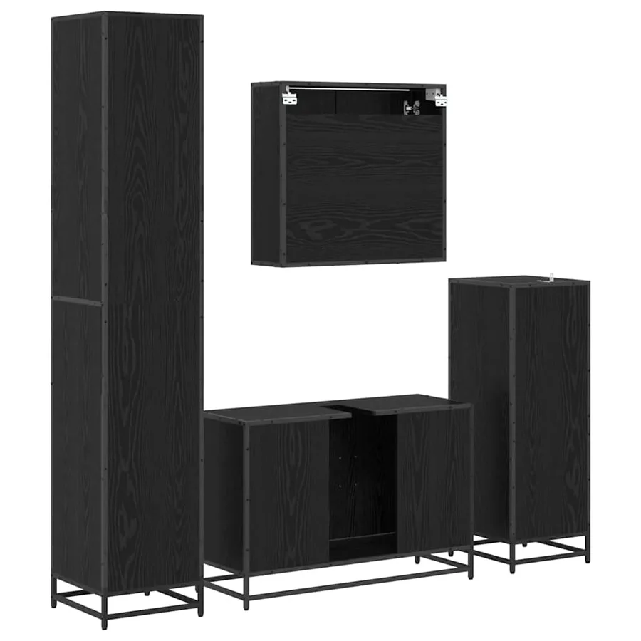 Ensemble de mobilier de salle de bain 4 pcs Chêne noir - 10