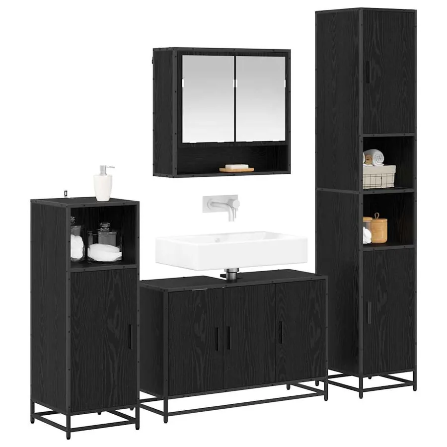 Ensemble de mobilier de salle de bain 4 pcs Chêne noir - 3